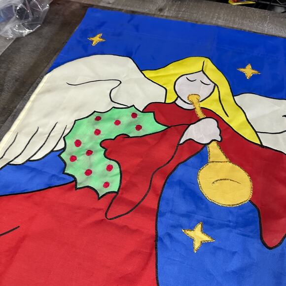 Joy Angel Blowing Trumpet Christmas Holiday Yard Banner Outdoor Flag - Picture 8 of 11